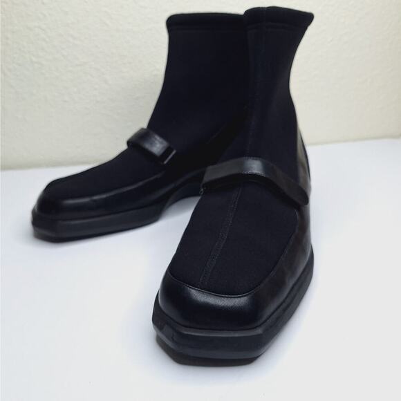 Bally Sock Boots Rare Leather Square Toe Men's 7 Women's 9 Italy Goth Industrial - Picture 7 of 16